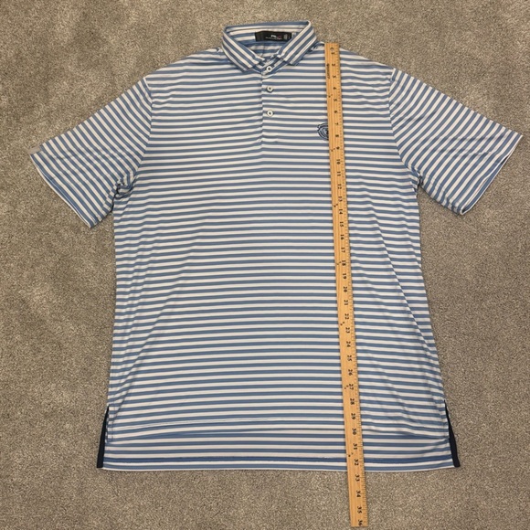 RLX Ralph Lauren Golf Polo Medina Country Club Blue White Stripes Size Large - Picture 2 of 7
